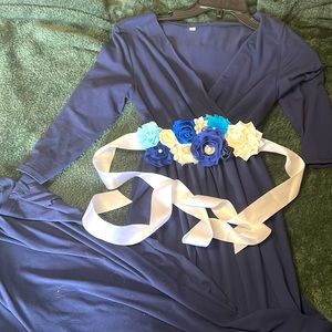 Navy maternity maxi dress